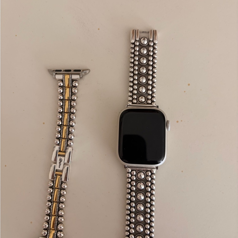 Apple Smartwatch series 8 with Silver and Gold Beaded Band